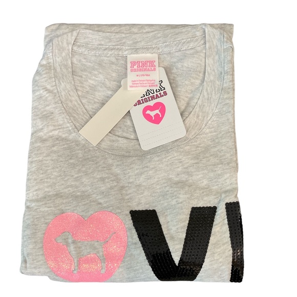 PINK sequin Logo Long sleeve Tee - Picture 10 of 10